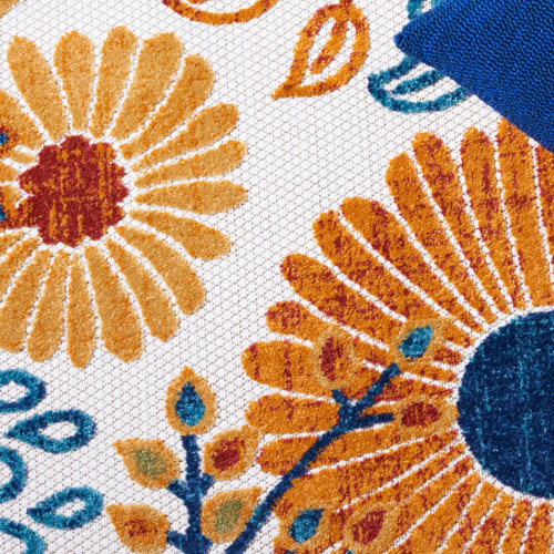 Ebern Designs Kellems Floral Creme / Red Indoor / Outdoor Area Rug